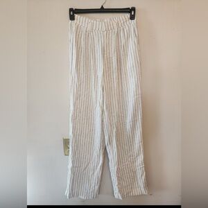 A New Day Ivory Pin Stripe Linen Pants, Wide Leg, Comfy, Women’s Size 0
